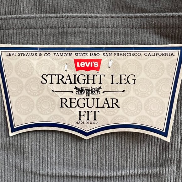 Vintage 1980s Levi's 519 Corduroy Pants Straight Leg Gray USA Made 34x36 NEW - Picture 1 of 6